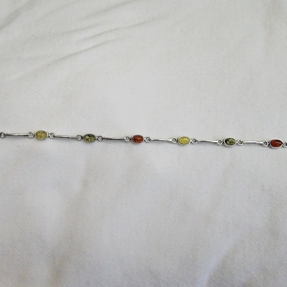 Baltic Amber multi color emerald fine 925 Sterling silver Link Bracelet - Picture 10 of 15